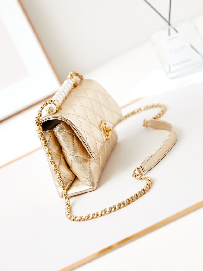 Chanel MINI FLAP BAG WITH TOP HANDLE AS5001 gold