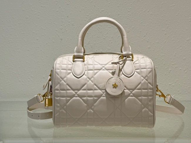 Dior Groove 25 Bag Dusty Ivory Macrocannage Calfskin M1365UBO