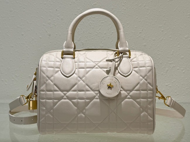 Dior Groove 25 Bag Dusty Ivory Macrocannage Calfskin M1365UBO