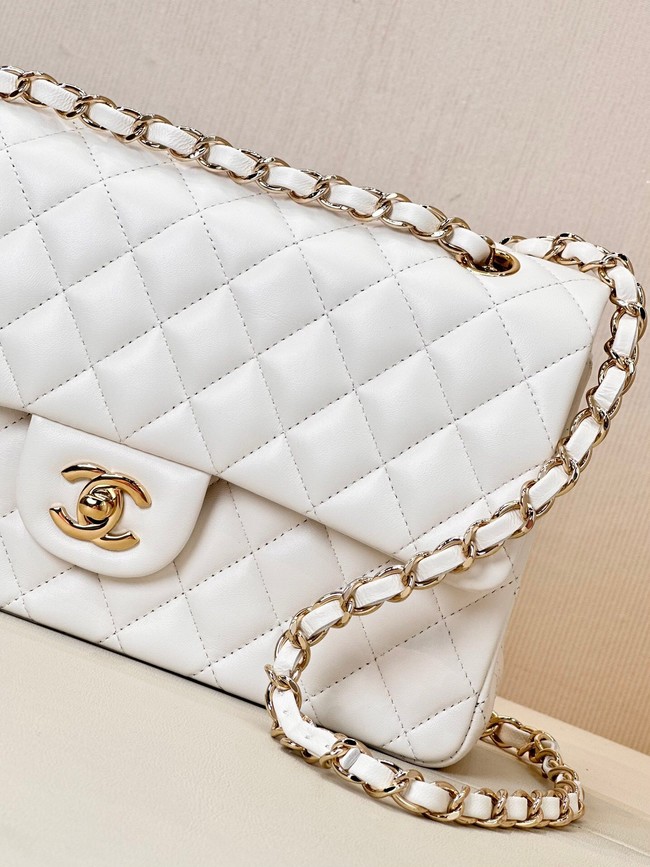 Chanel CLASSIC 11.12 HANDBAG Lambskin & Gold-Tone Metal A01112 white