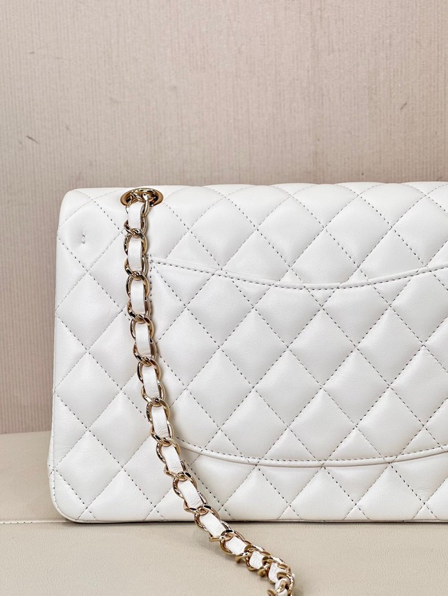 Chanel CLASSIC 11.12 HANDBAG Lambskin & Gold-Tone Metal A01112 white