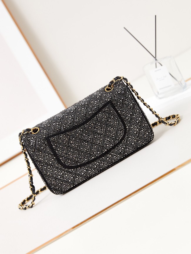 Chanel CLASSIC 11.12 HANDBAG imitation crystal chain bag A01112 black