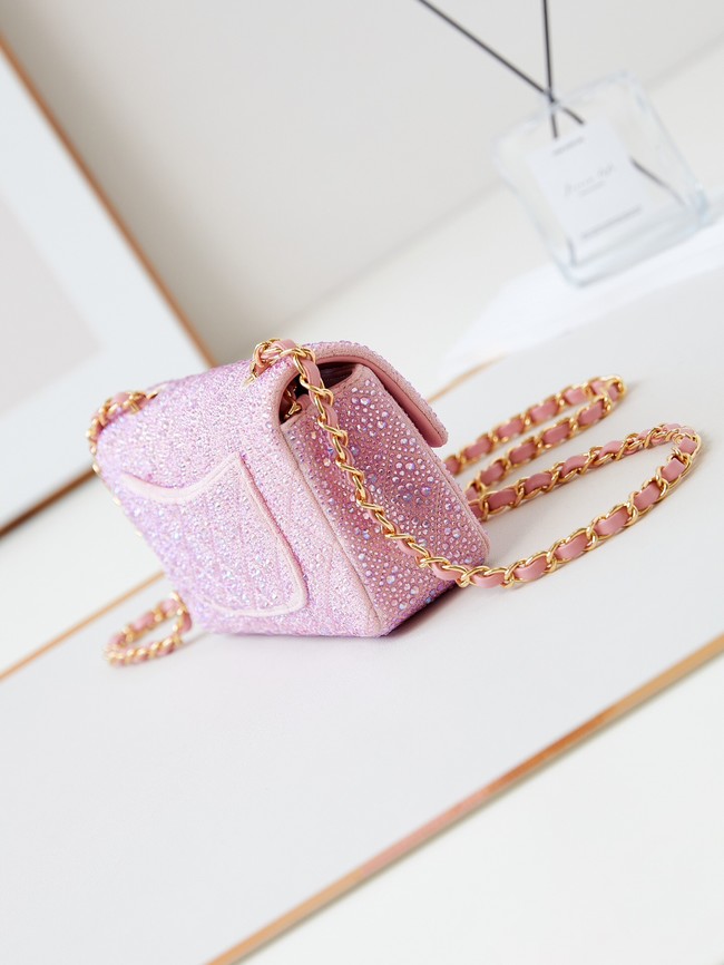 Chanel MINI CLASSIC HANDBAG imitation crystal chain bag A69900 pink