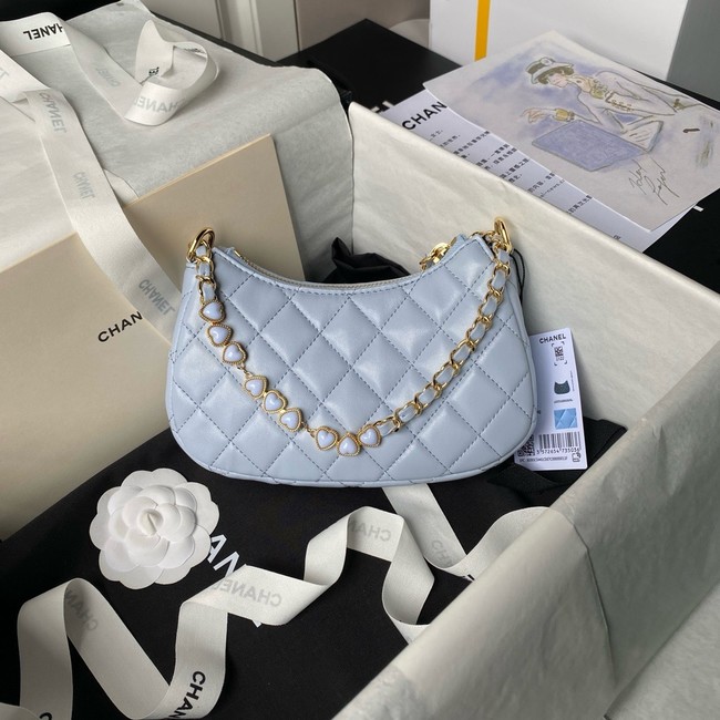 Chanel HOBO HANDBAG Lambskin & Gold-Tone Metal AS3786 light blue