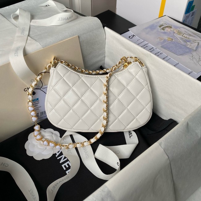 Chanel HOBO HANDBAG Lambskin & Gold-Tone Metal AS3786 white