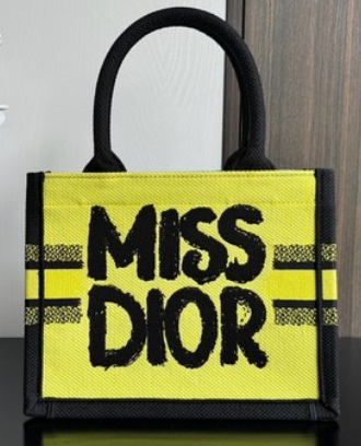 Small Dior Book Tote Two-Tone Green and Blue Miss Miss Dior Graffiti Embroidery M1265Z