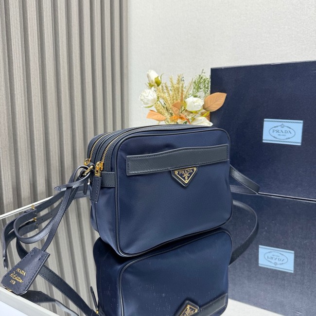 Prada Re-Edition 1978 Re-Nylon and Saffiano leather mini shoulder bag 1BH218 Navy