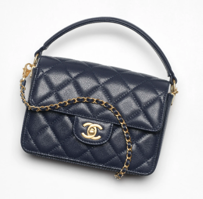 Chanel MINI FLAP BAG WITH TOP HANDLE AS5165 Navy Blue Chanel MINI FLAP BAG WITH TOP HANDLE AS5165 Navy Blue