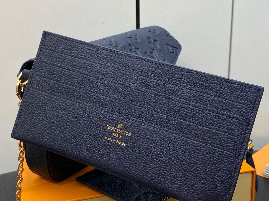 Louis Vuitton Monogram Empreinte Felicie Pochette M64065 M83589 Navy Louis Vuitton Monogram Empreinte Felicie Pochette M64065 M83589 Navy