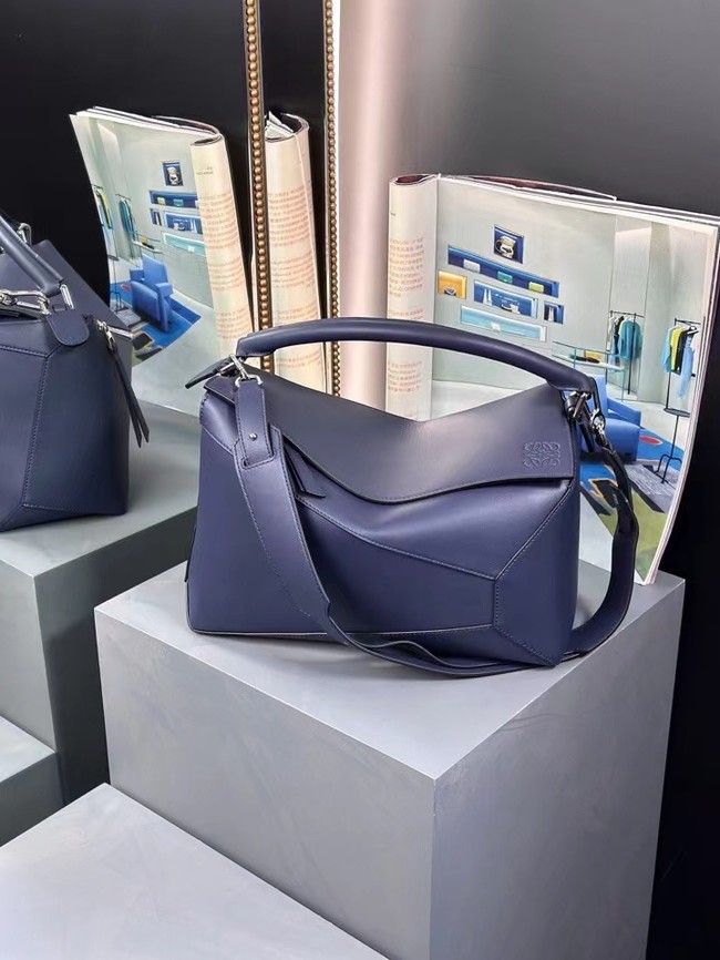 Loewe Large grainy cowhide leather Puzzle bag 242488 dark blue