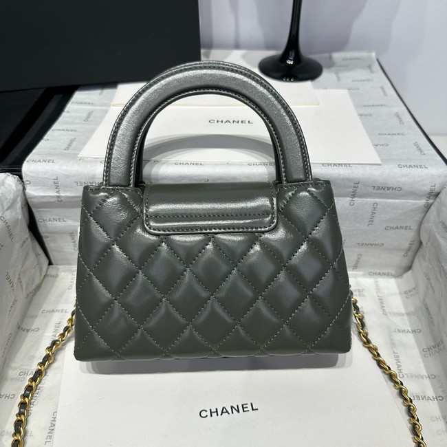 Chanel 23k Vintage Kelly Original Leather Top Handle Bag AS4416 dark gray