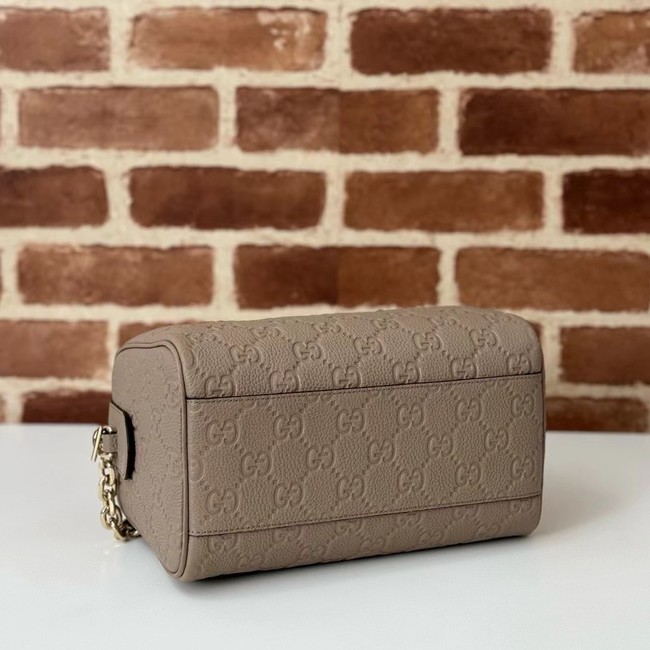 GUCCI GG EMBLEM MEDIUM BOSTON BAG 815255 Taupe