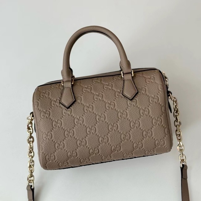GUCCI GG EMBLEM MEDIUM BOSTON BAG 815255 Taupe