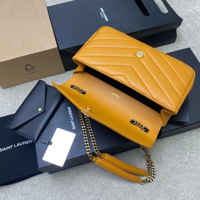 SAINT LAURENT LOULOU MEDIUM IN MATELASSE LAMBSKIN 801439 SUNFLOWER