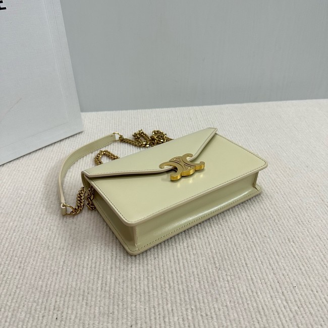 Celine WALLET ON CHAIN MARGO IN SHINY CALFSKIN 10L033 LIGHT YELLOW