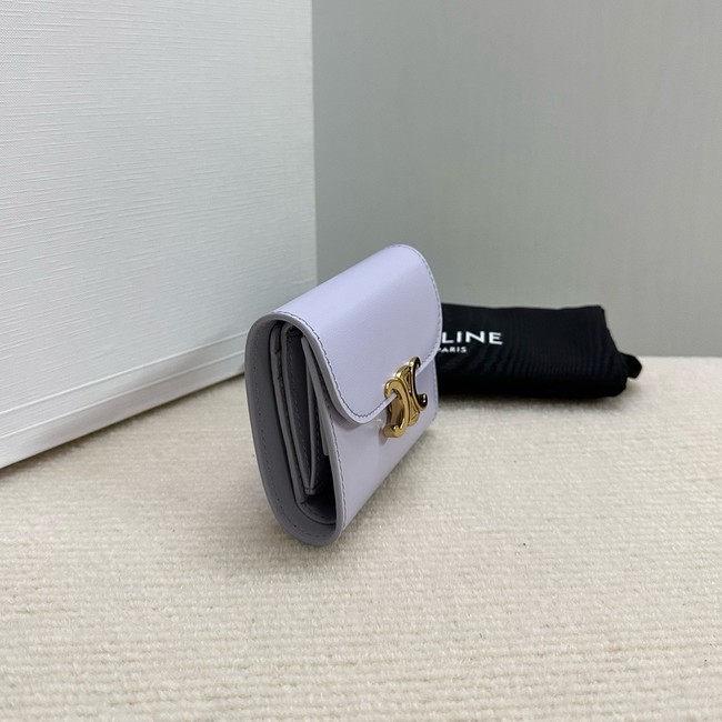Celine SMALL FLAP WALLET TRIOMPHE IN SHINY CALFSKIN 10D783 light Purple