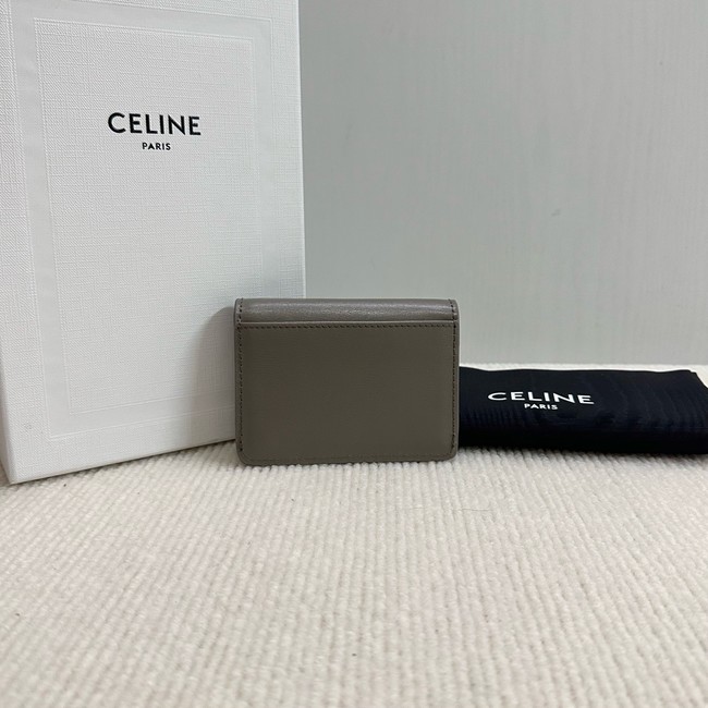 Celine CARD HOLDER WITH FLAP TRIOMPHE IN SHINY CALFSKIN 10I583 PEBBLE