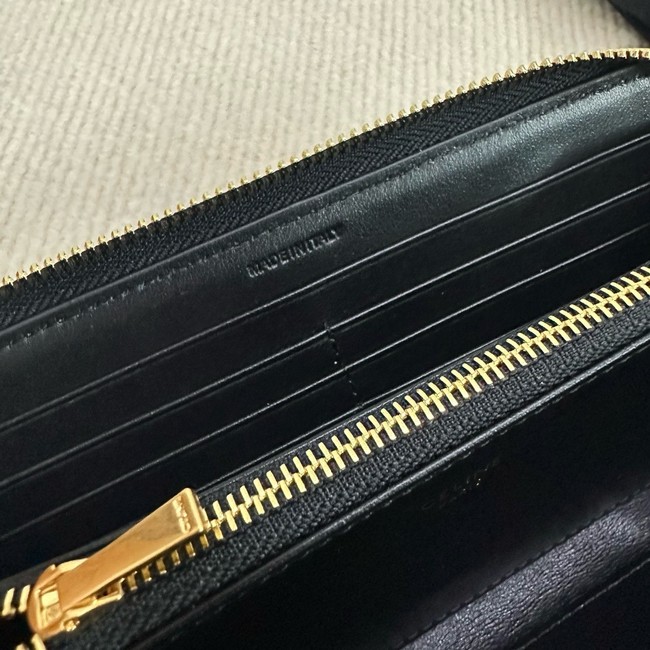 Celine LARGE ZIPPED WALLET IN TRIOMPHE CANVAS 10B552 BLACK 