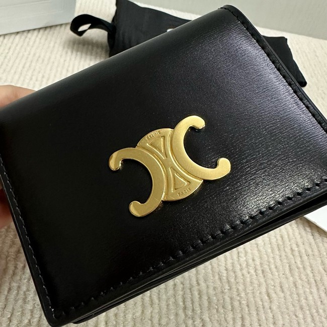 Celine TRIOMPHE BUSINESS CARD HOLDER IN SMOOTH CALFSKIN 10M122 black