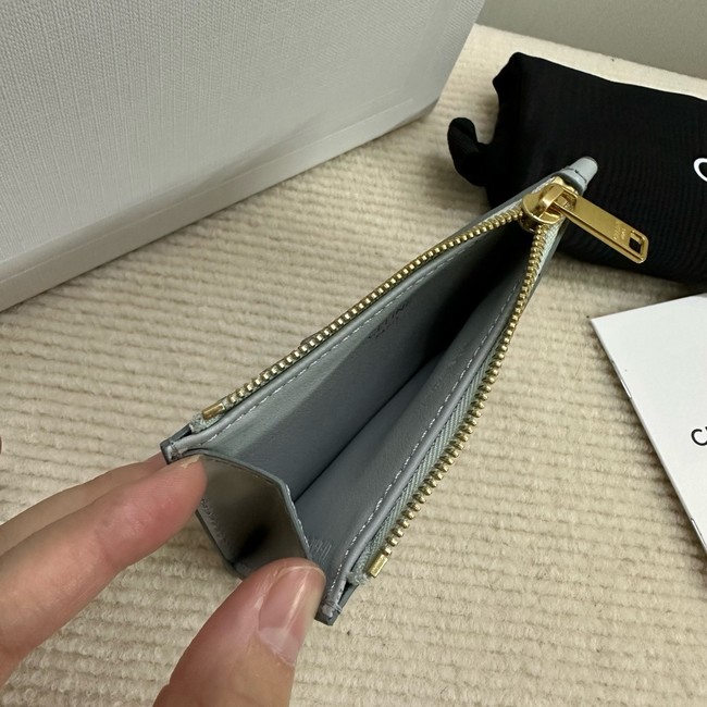 Celine ZIPPED CARD HOLDER IN SMOOTH LAMBSKIN 10K583 light blue