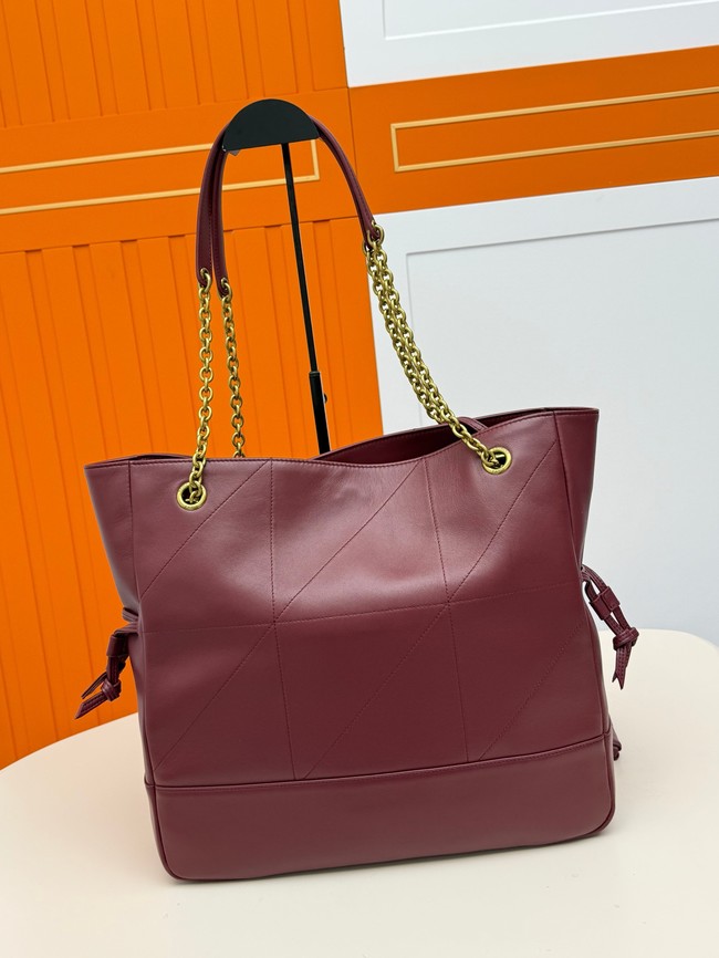 SAINT LAURENT JAMIE SHOPPING IN LAMBSKIN 809824 ROUGE CABERNET