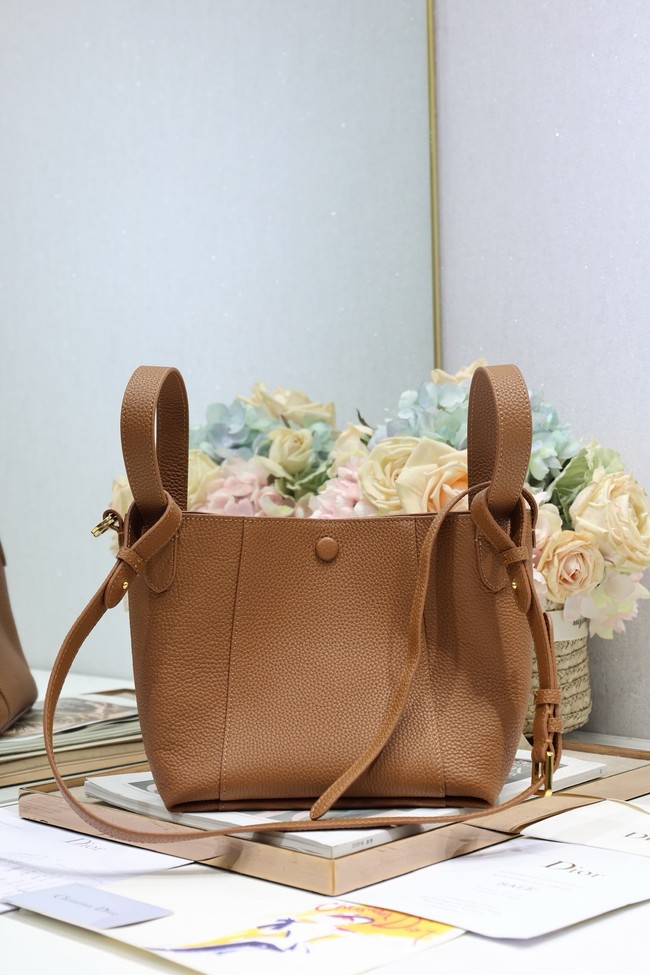 Dior Medium Signature Bucket Bag Grained Calfskin M2841USKU brown