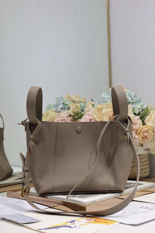 Dior Medium Signature Bucket Bag Grained Calfskin M2841USKU gray