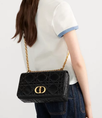 Dior Medium Soft Dior Caro Bag Macrocannage Lambskin M9253UHPA Black