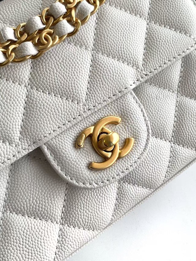 Chanel Grained Calfskin Shoulder Bag AS5329 white