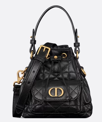 Dior Caro Nano Bucket Bag Macrocannage Lambskin S5250 black