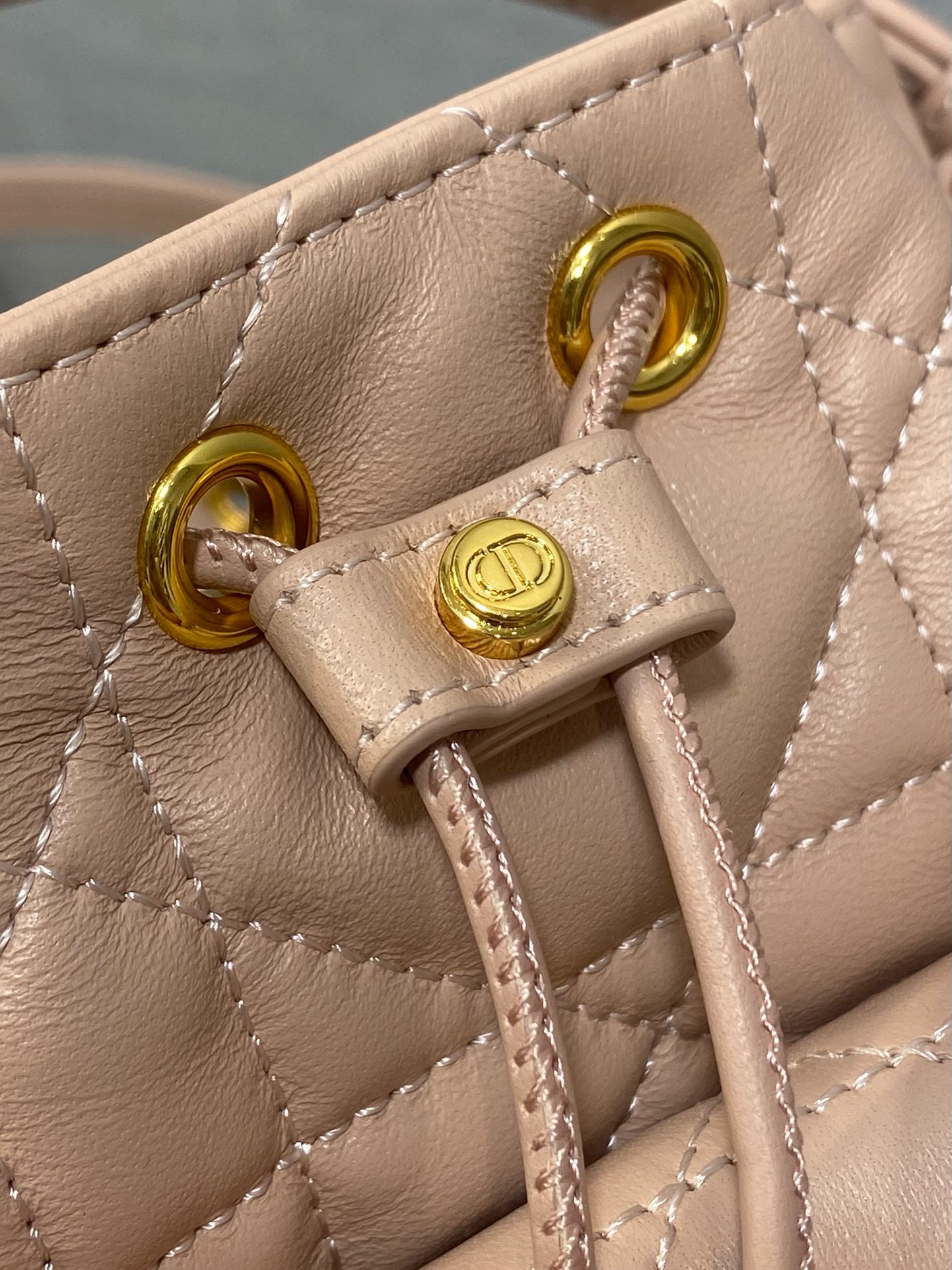 Dior Caro Nano Bucket Bag Macrocannage Lambskin S5250 pink