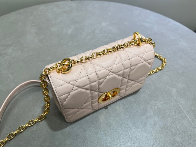 Small Soft Dior Caro Bag Macrocannage Lambskin M9252UHPA Powder Pink