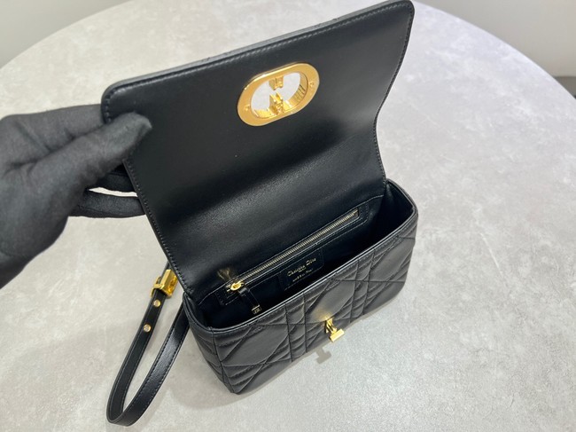 Small Soft Dior Caro Bag Macrocannage Lambskin M9252UHPA black