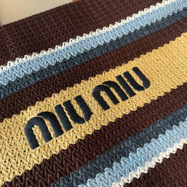 miumiu Raffia effect woven tote bag 5GB228-1