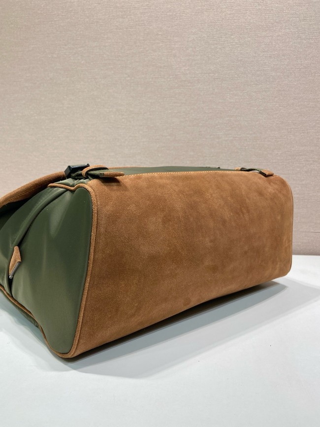 Prada Medium Re-Nylon and suede shoulder bag 2VD052A Musk Green
