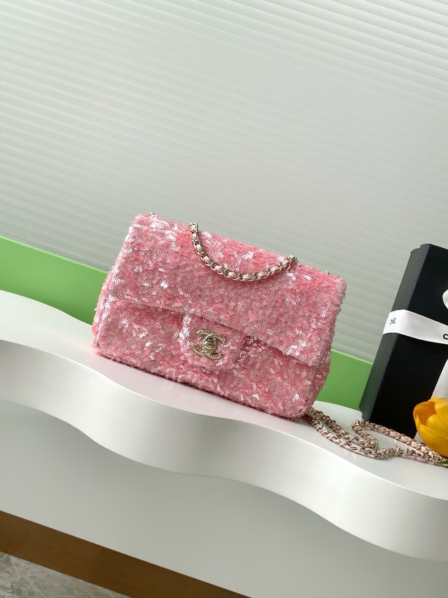 Chanel Fringed Sequins Flap Bag AS4561 pink