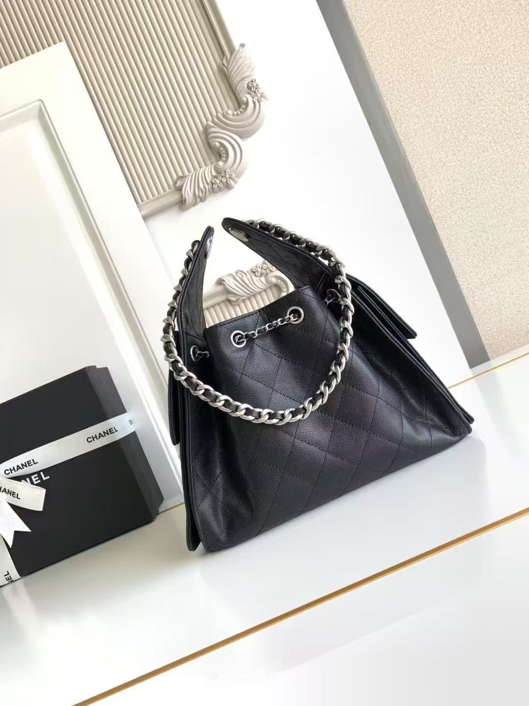 CHANEL 25 SMALL HANDBAG AS5293 Black&Silver-Tone CHANEL 25 SMALL HANDBAG AS5293 Black&Silver-Tone
