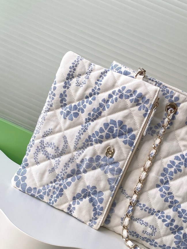 Chanel Shopping Bag AS5429 Light blue & White