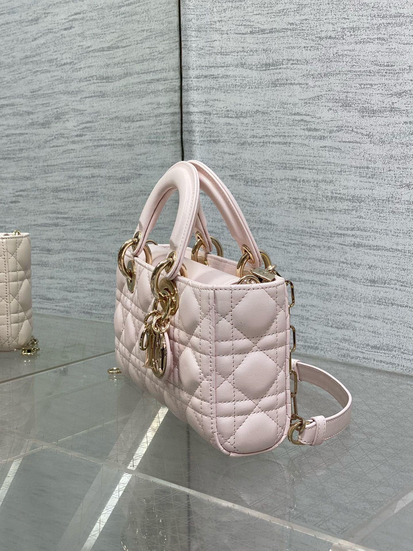 Dior Small Lady D-Joy Bag Cannage Lambskin M0613 Light Pink