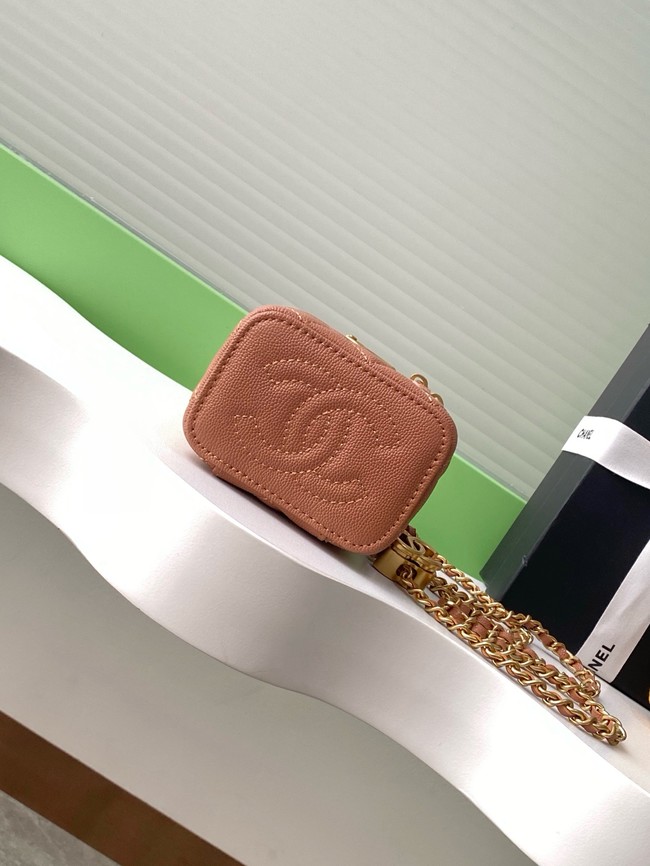 CHANEL Grained Calfskin Small Vanity with Chain AP3941 Camel