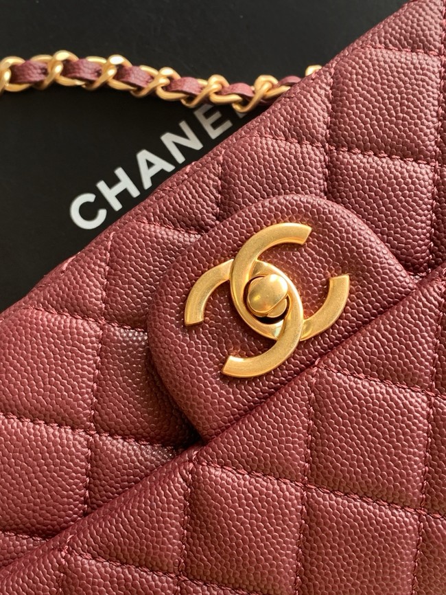 CHANEL Mini Flap Bag with Top Handle AS5701 burgundy