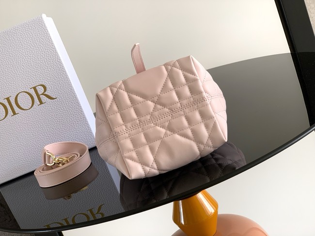 Small Dior Toujours Vertical Tote Bag M2835OSNW Powder Pink Macrocannage Calfskin