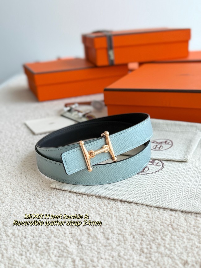 Hermes Epsom calfskin double-sided leather belt 65995