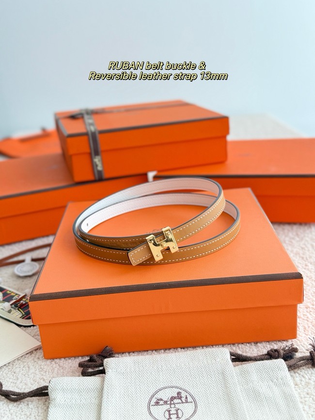 Hermes Swift & Epsom calfskin double-sided leather belt 66024