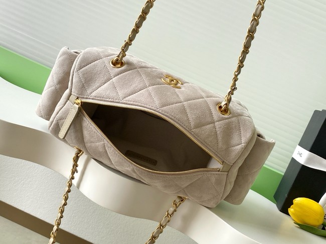 CHANEL Small Bowling Bag Suede AS5791 Beige