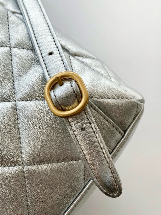Chanel Backpack Calfskin & Gold Metal AS5793 Silver