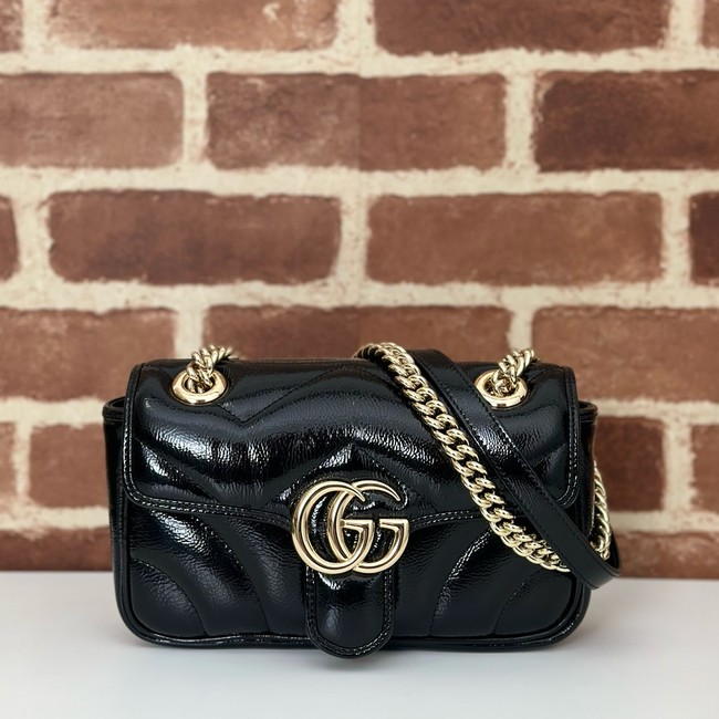 Gucci GG Marmont small shoulder bag Patent leather 446744 black