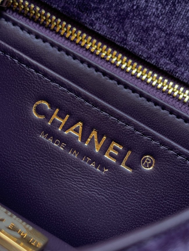 Chanel Mini Classic Handbag velvet AS1786 Purple