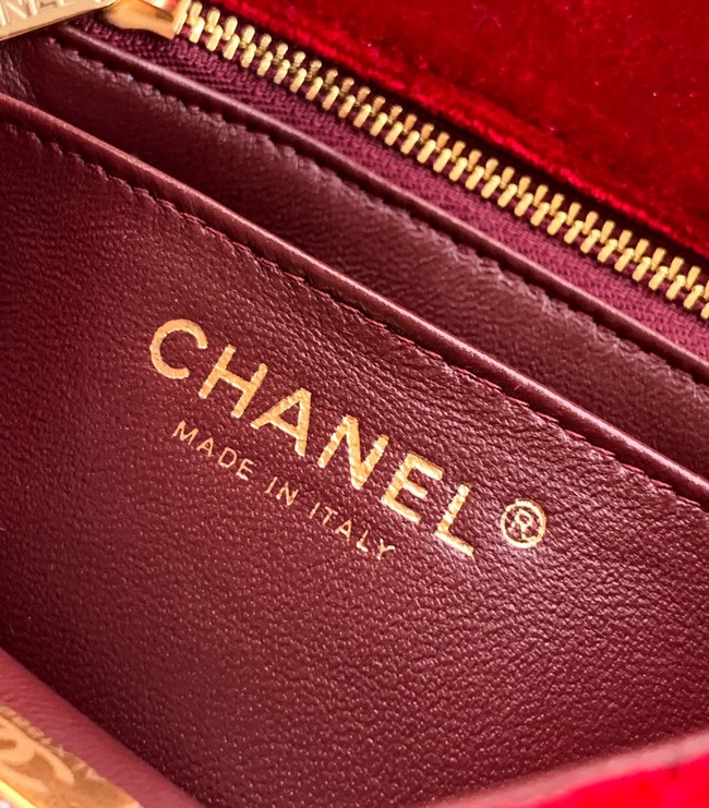 Chanel Mini Classic Handbag velvet AS1786 red