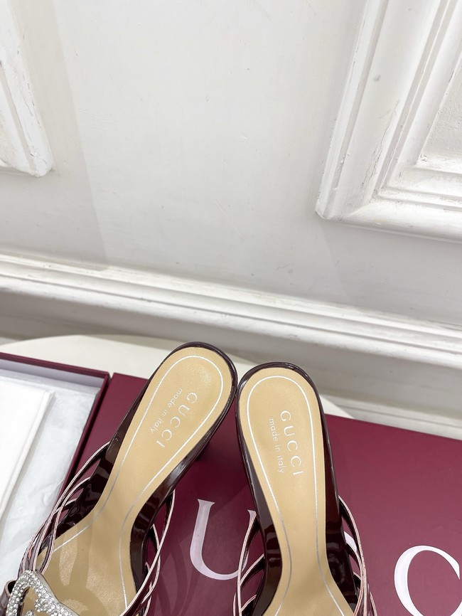Gucci Womens slide sandal with crystal Interlocking G 852663-4